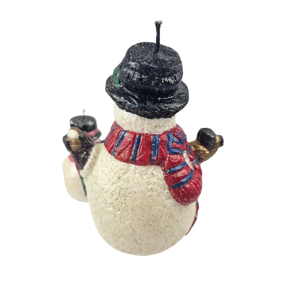Christmas Candle Snowman with‎ Tree Holiday Decor Festive Decoration